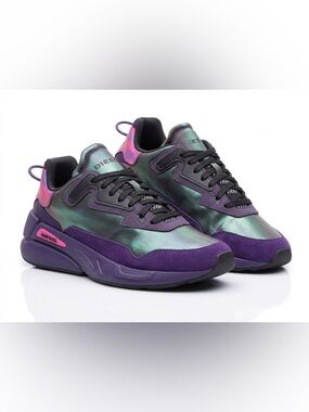 Diesel‎ Y2K Iridescent Chunky Sneakers Purple Green Runner 1978-Size 8.5